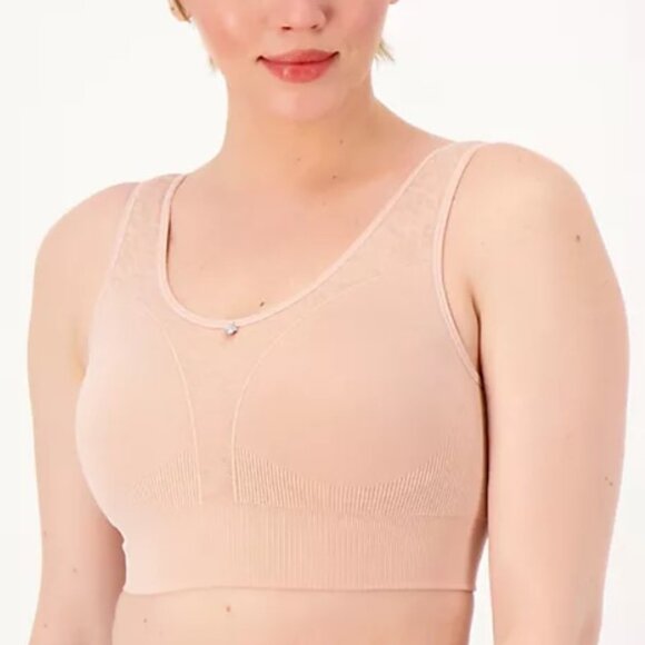 Breezies Women's Bra Sz M Active Comfort Seamless Wirefree Ash Rose - Picture 1 of 3